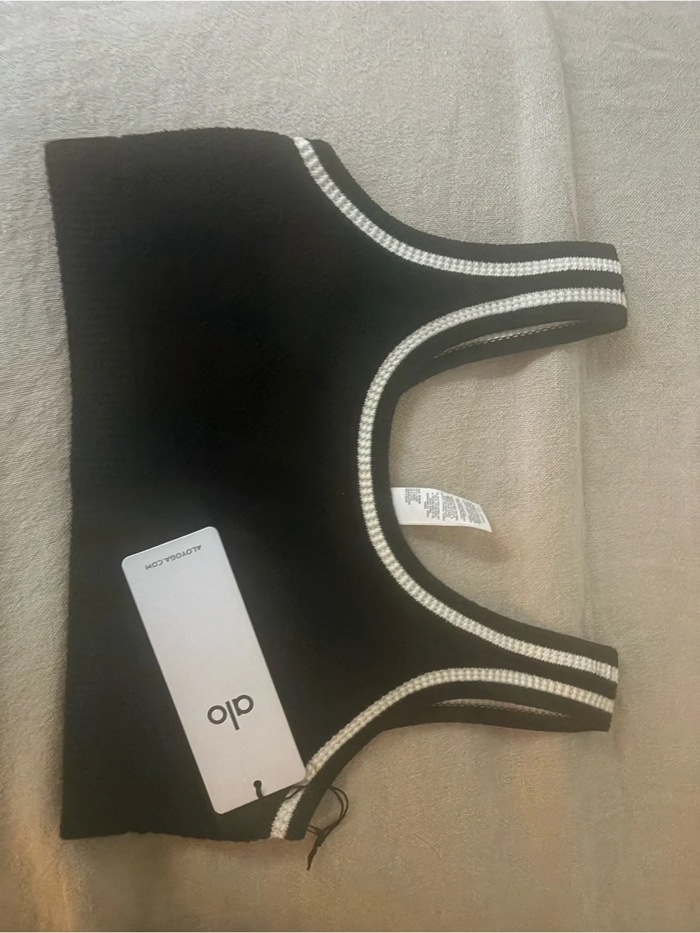 ALO Yoga NWT tennis club knit black ivory set bra and skirt